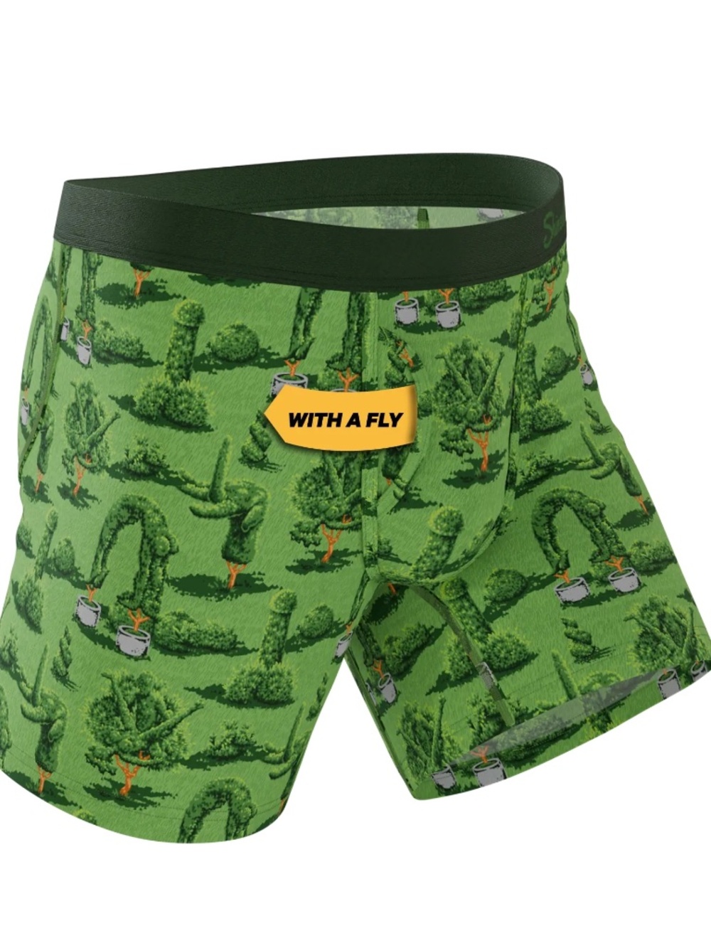 1335 NWT Shinesty Naughty Landscaping Ball Hammock Boxers w/Fly – L - Green - Picture 7 of 10